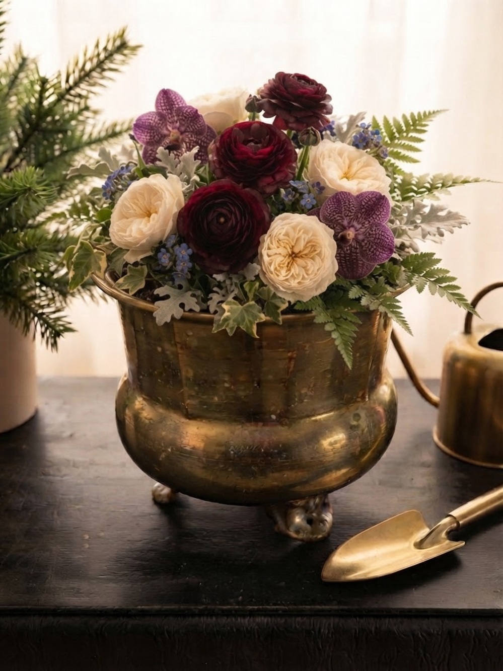 Brass BOHO Planter Pot Bucket Container Cottage Cabin Mid Century Vintage 5”